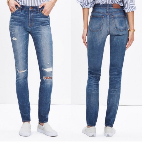 Madewell Denim - Madewell high riser skinny rip repair jeans